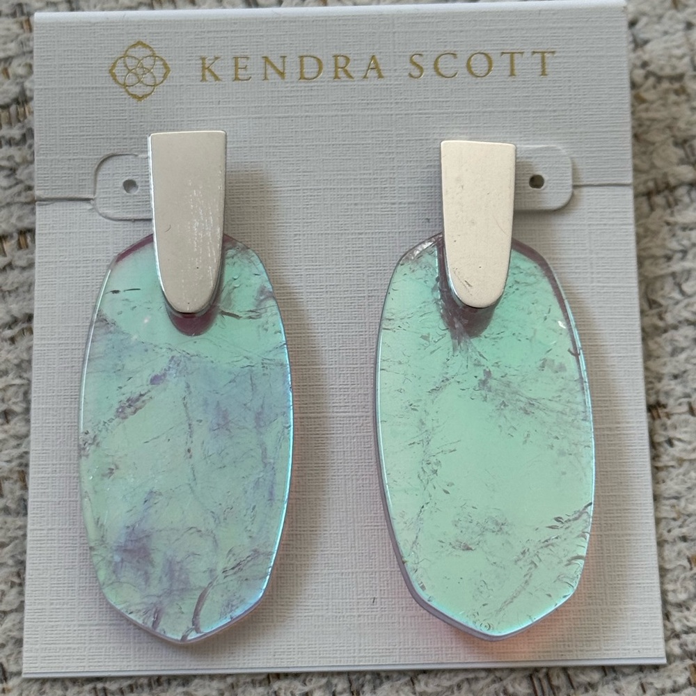 Kendra Scott Silver and Iridescent Aragon Earrings